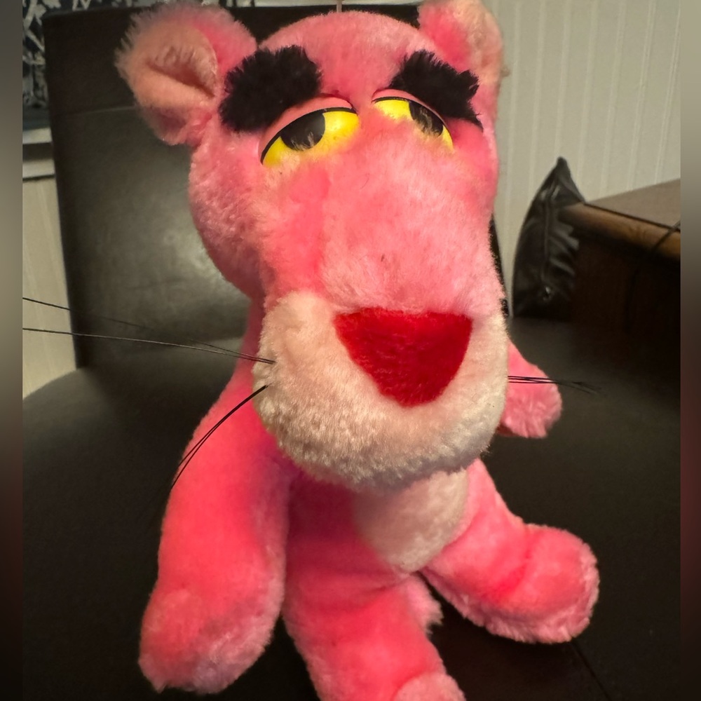 Vintage The Pink Panther 1987 Window Stick Up Plush Stuffed Animal Cartoon 10”
